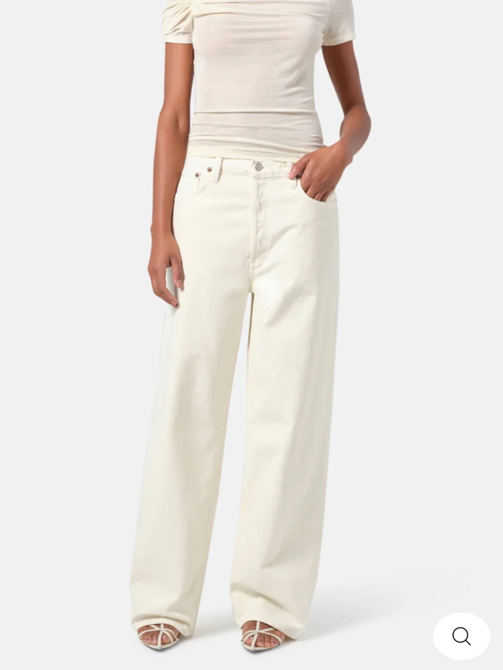 Agolde Off-White Low Slung Baggy Jeans in Solar
